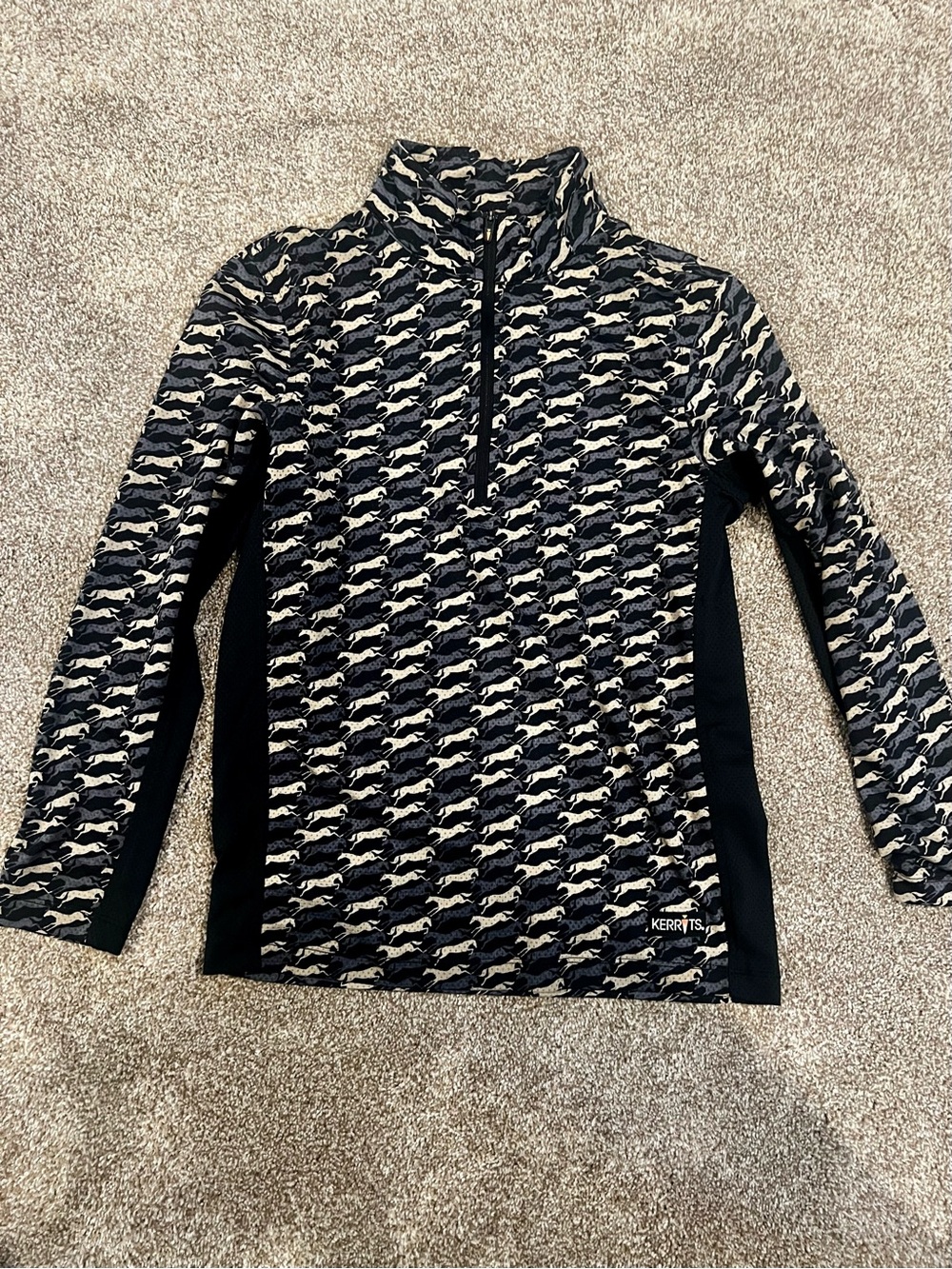 Kerrits Black and Cream Galloping Horse Long Sleeve Shirt